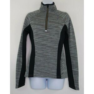 Athleta 1/2 Zip Womens Size XS Gray Black Mock Neck Sport Sweater Pullover Top